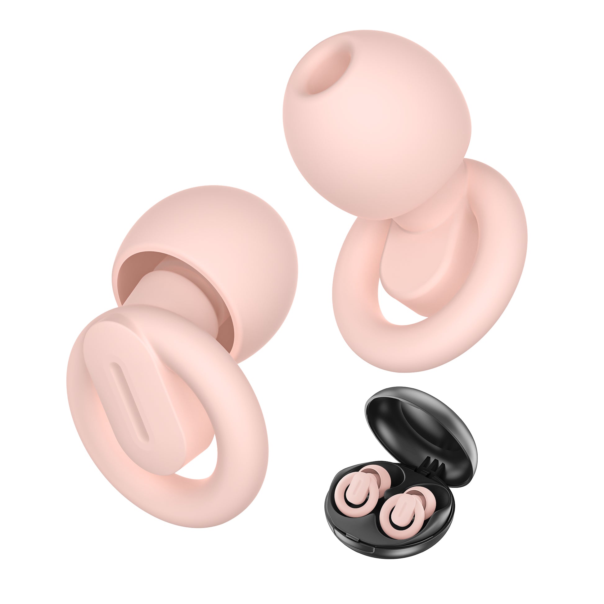 Rosa Ohrenstöpsel mit Behälter